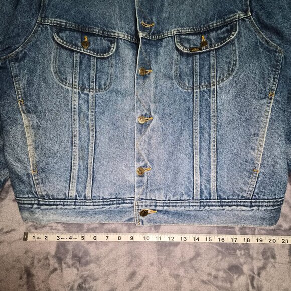 Vintage Lee Storm Rider Sherpa Lined Denim Jacket Men's 46 - Picture 9 of 16